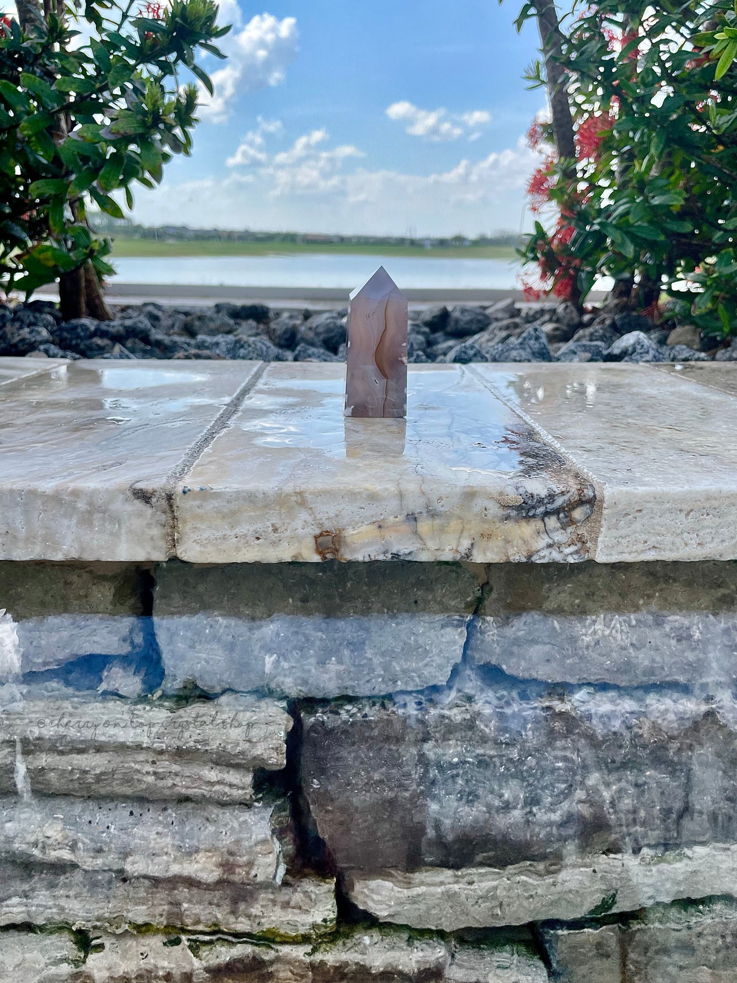 Taupe Flower Agate Tower