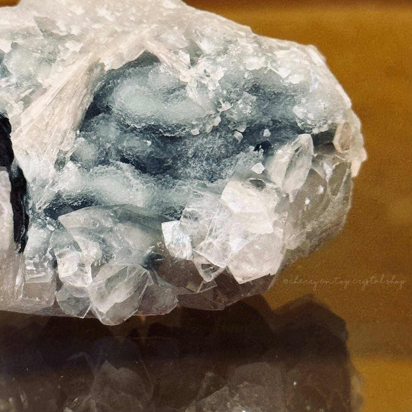 Matte Coated Apophyllite with Green Chalcedony Back Mini Cluster