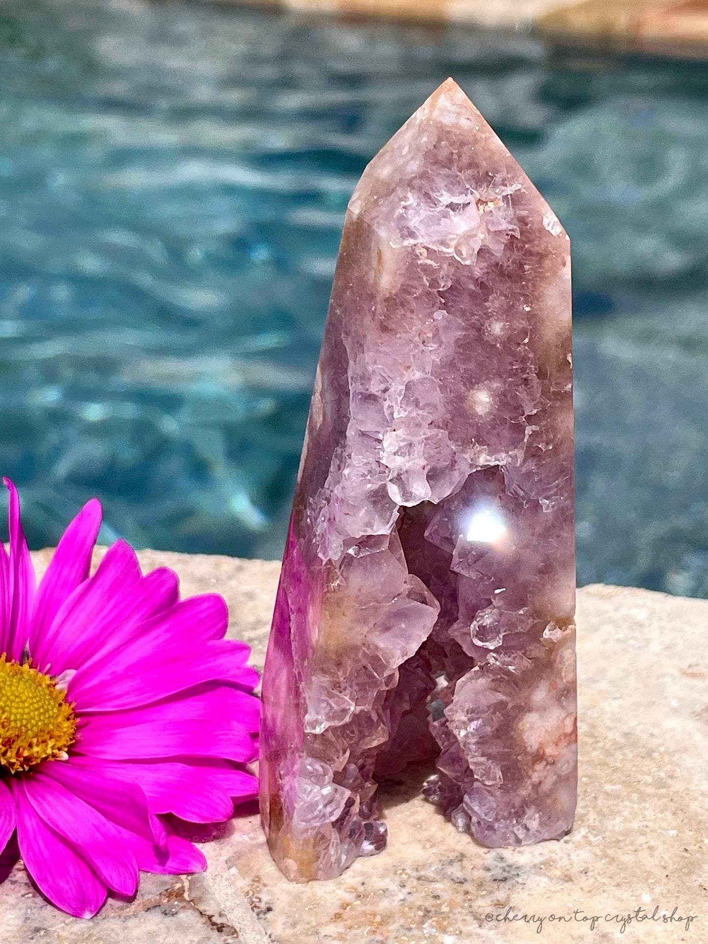 Amethyst Obelisk Tower with Flower Agate