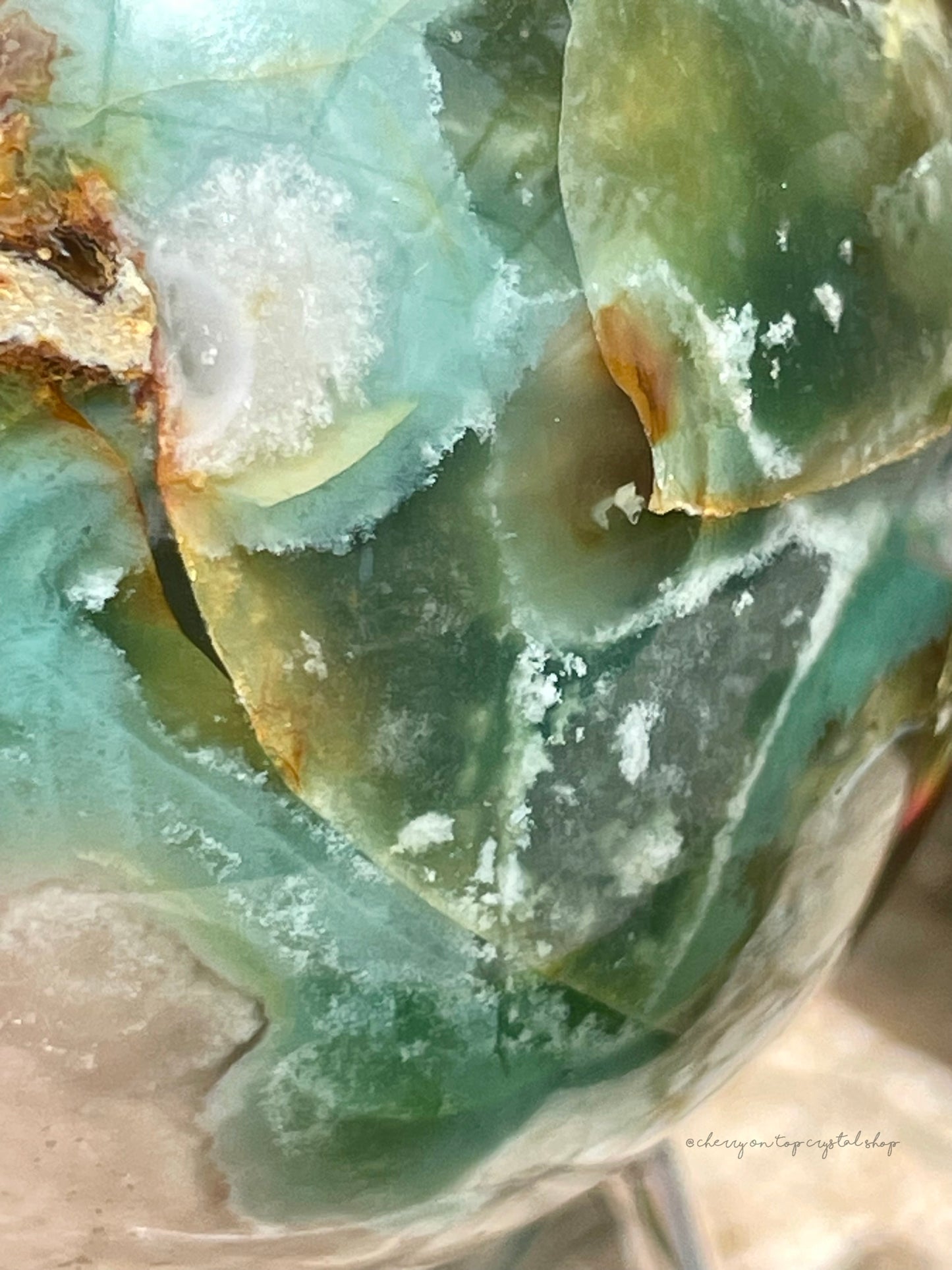 Green Flower Agate Spheres Set