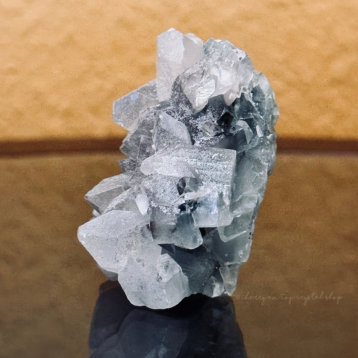 Matte Coated Apophyllite with Green Chalcedony Back Mini Cluster