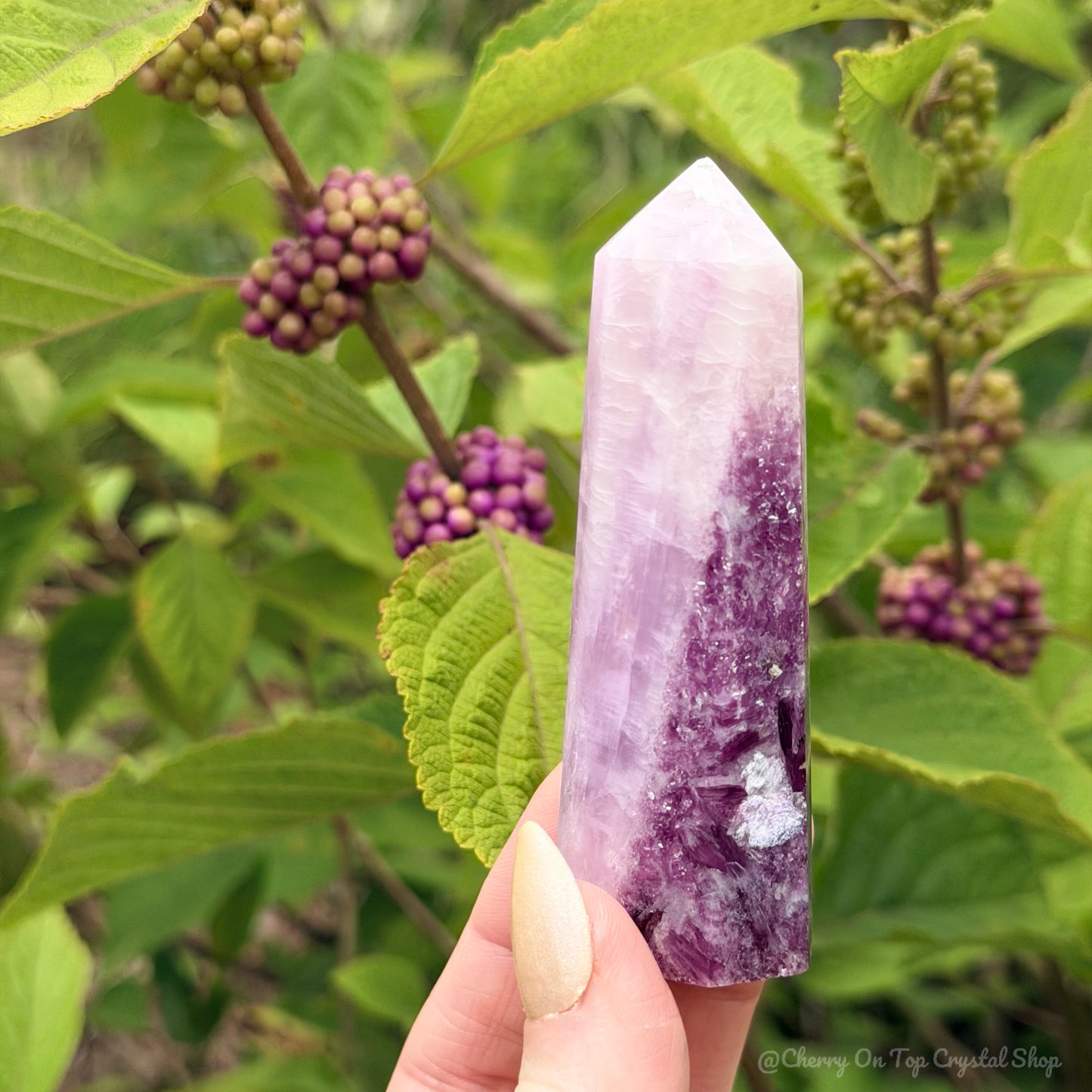 Beautyberry Split Kunzite x Lepidolite Tower
