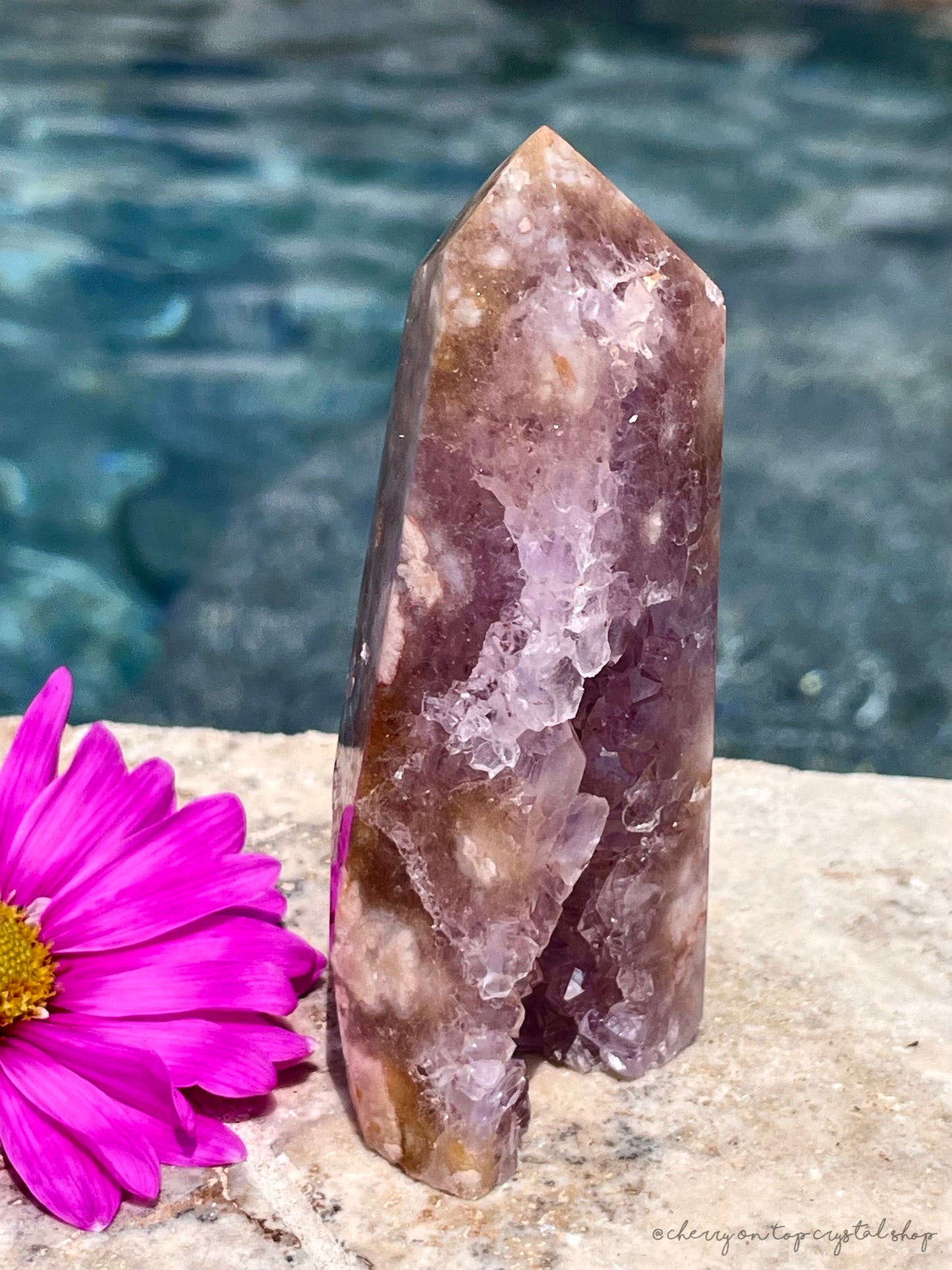Amethyst Obelisk Tower with Flower Agate
