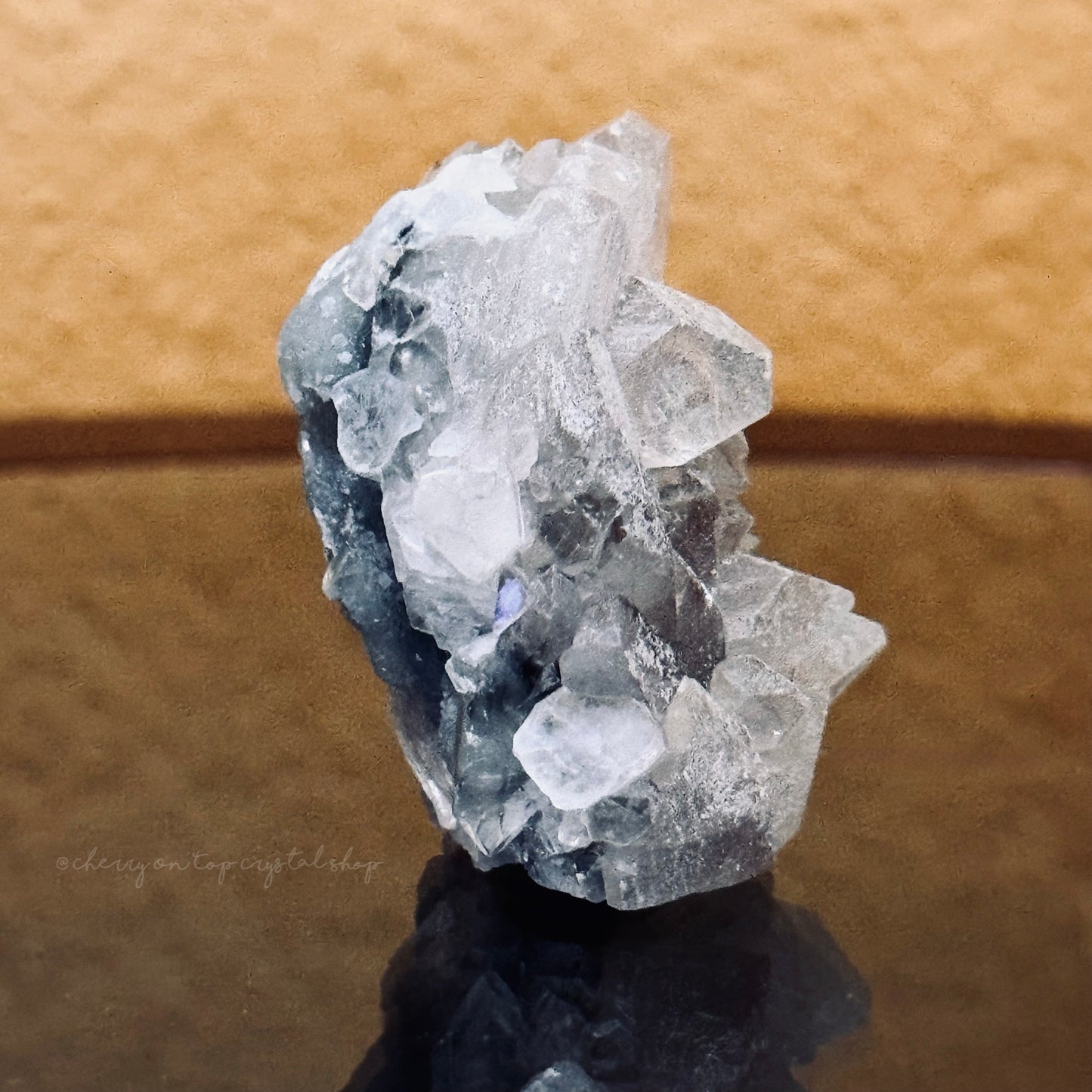 Matte Coated Apophyllite with Green Chalcedony Back Mini Cluster