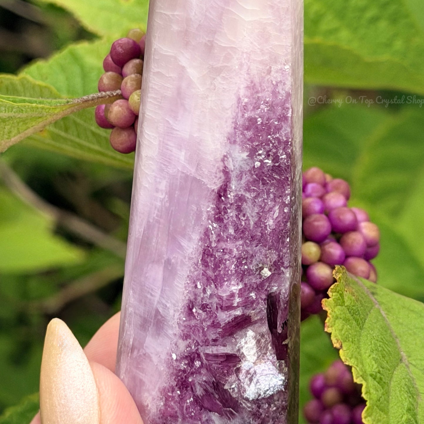 Beautyberry Split Kunzite x Lepidolite Tower