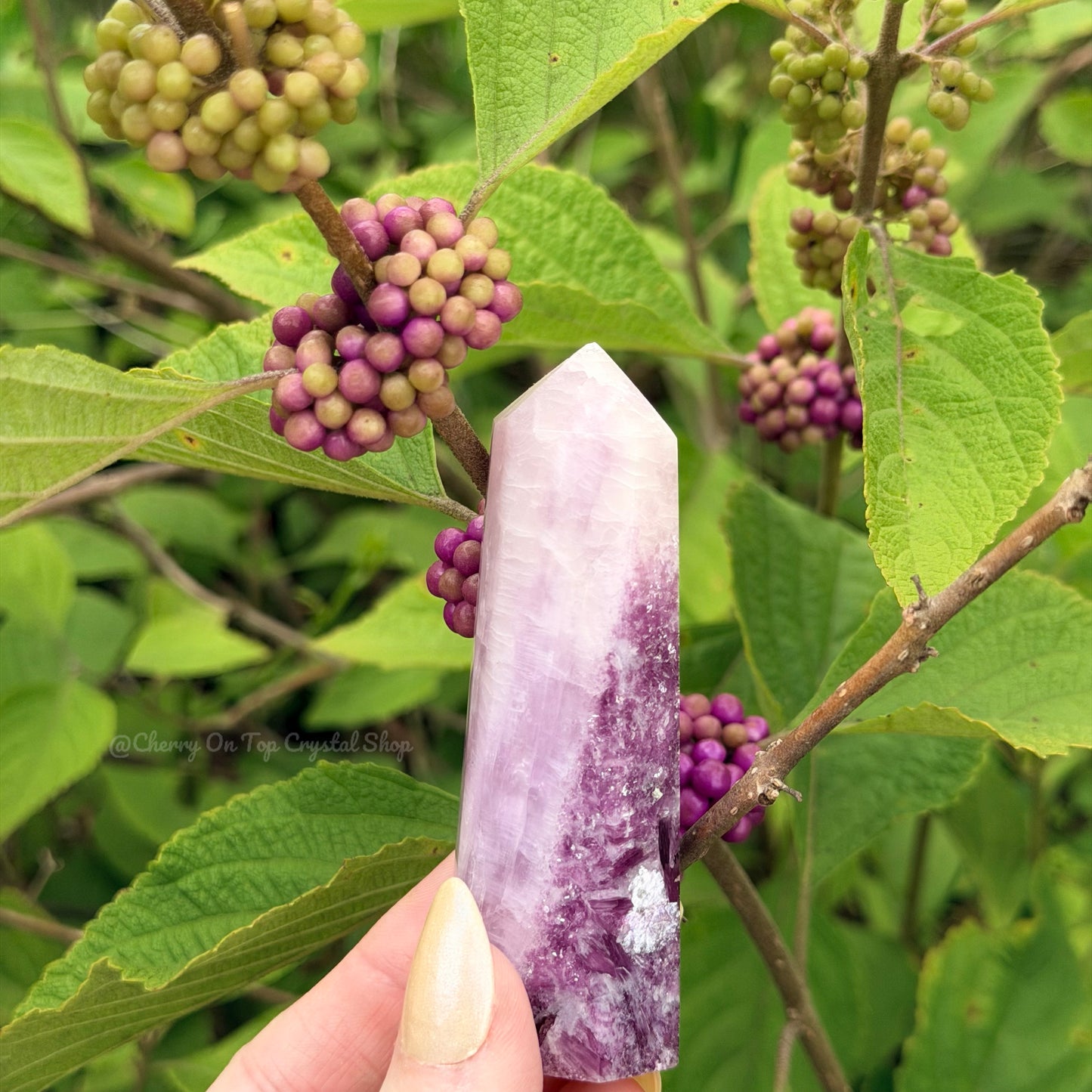 Beautyberry Split Kunzite x Lepidolite Tower