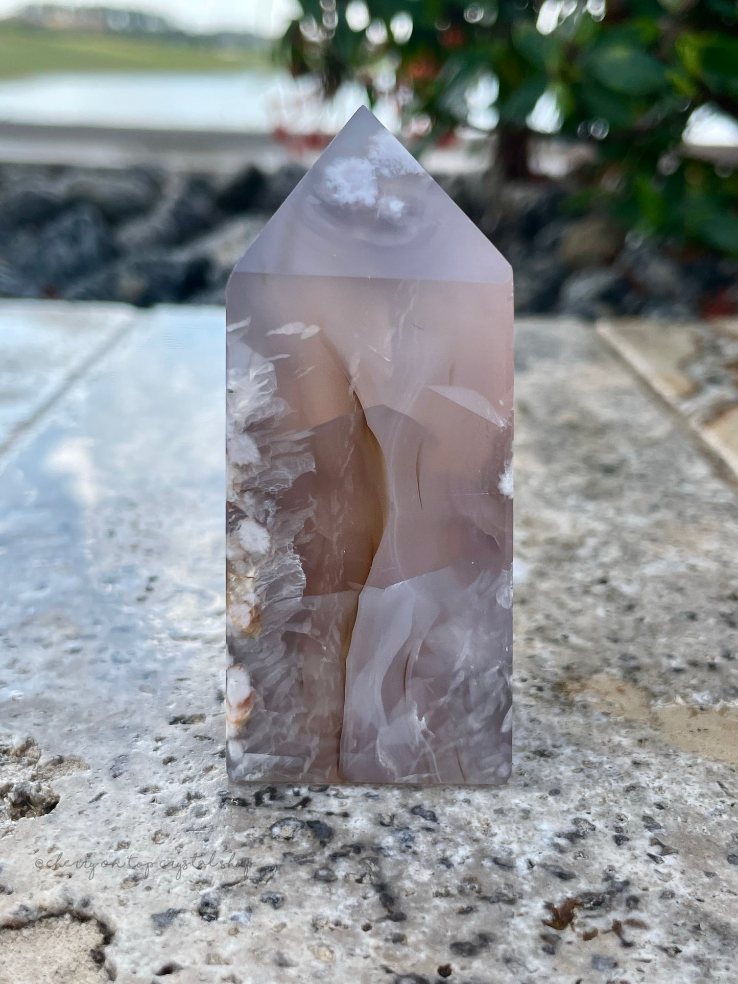 Taupe Flower Agate Tower