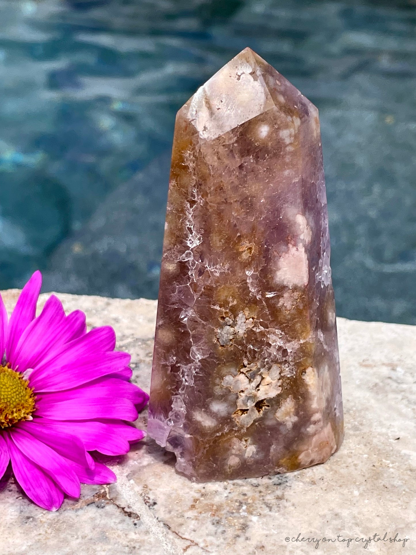 Amethyst Obelisk Tower with Flower Agate