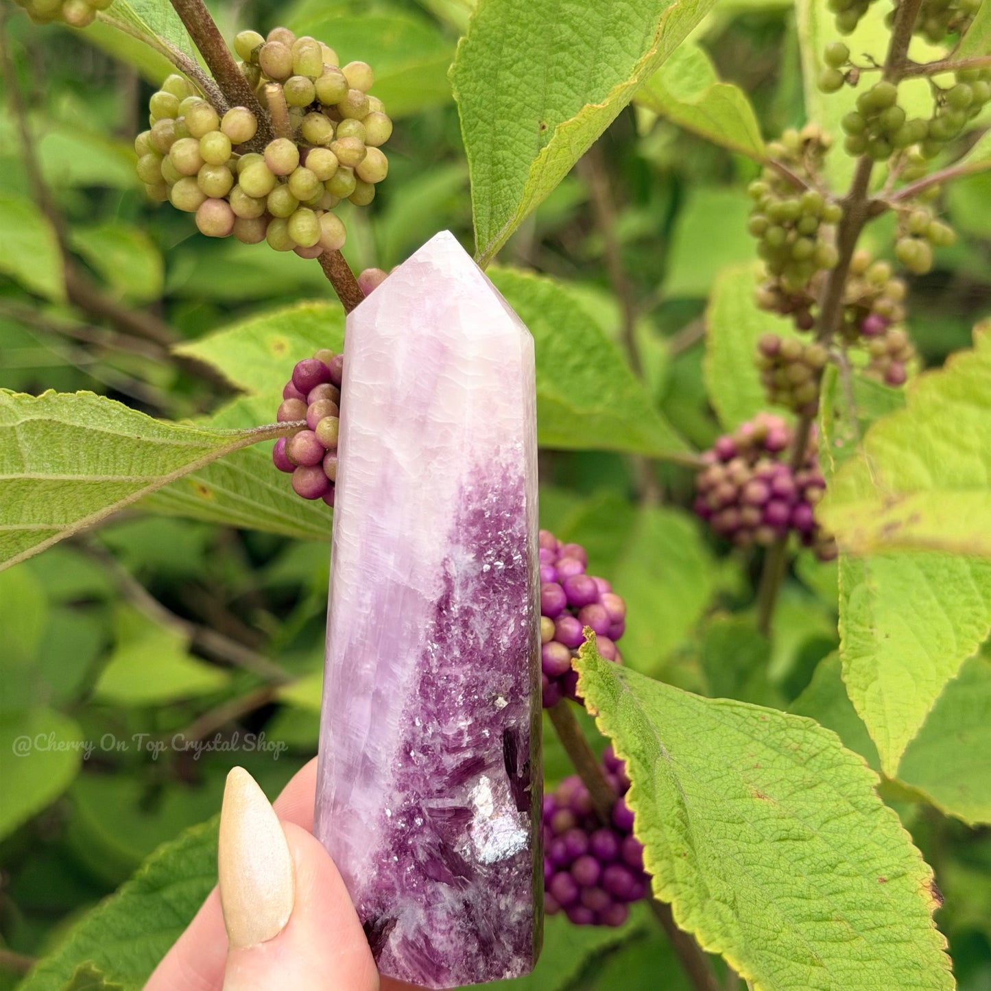 Beautyberry Split Kunzite x Lepidolite Tower