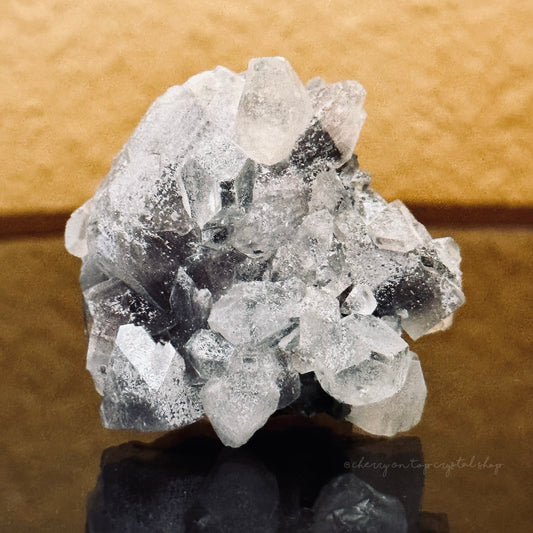 Matte Coated Apophyllite with Green Chalcedony Back Mini Cluster