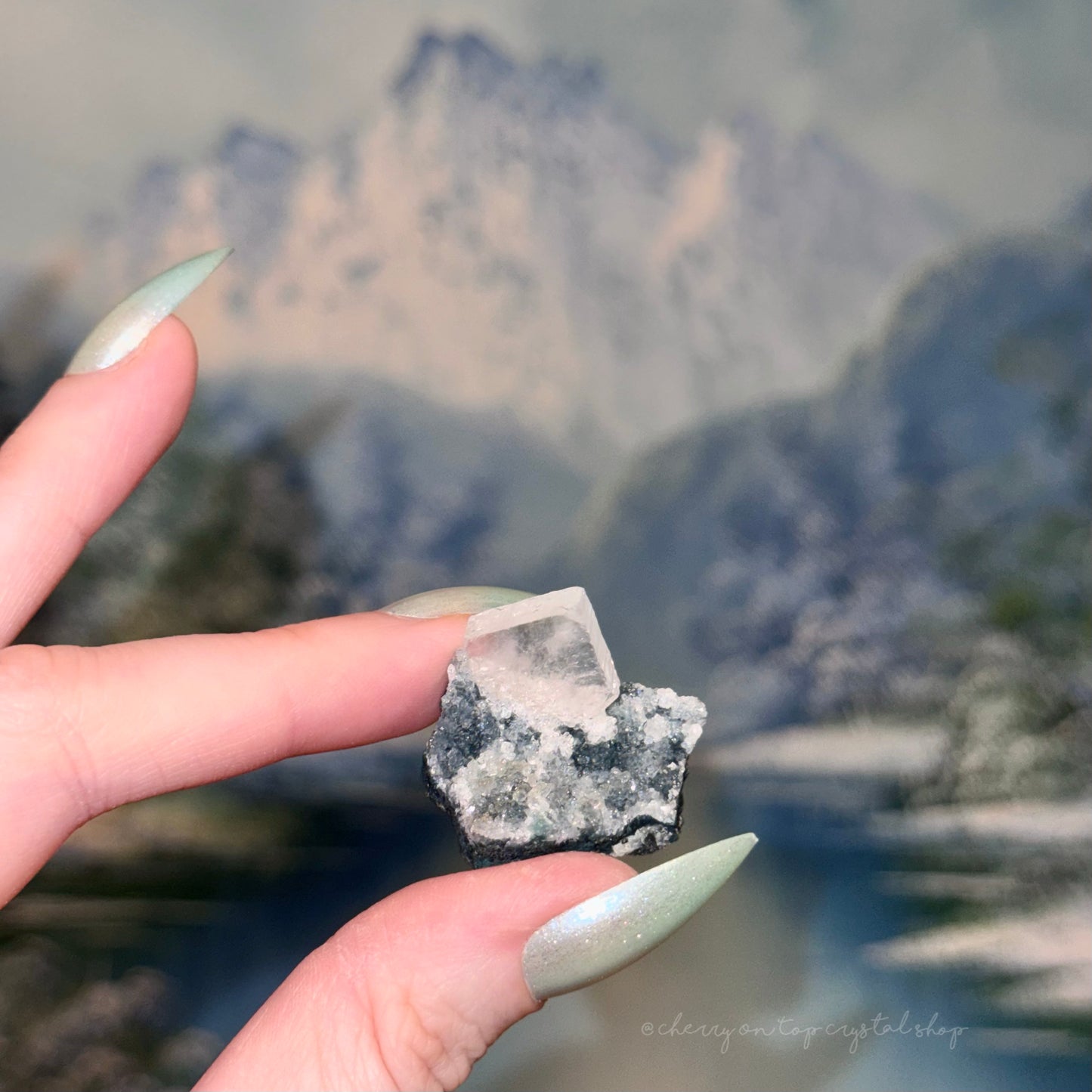 Apophyllite Ice Cube on druzy matrix ✨Collection Piece✨