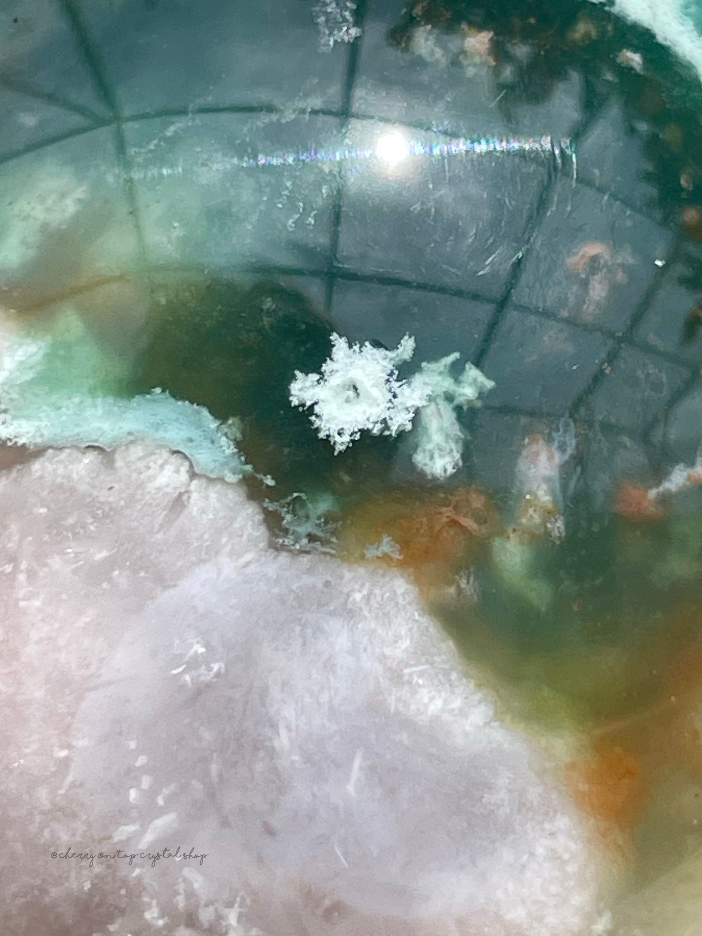 Green Flower Agate Spheres Set