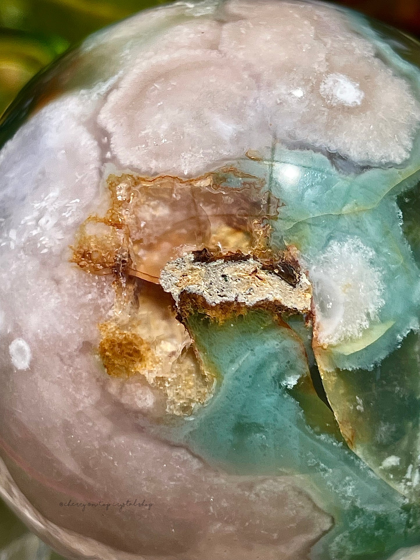 Green Flower Agate Spheres Set