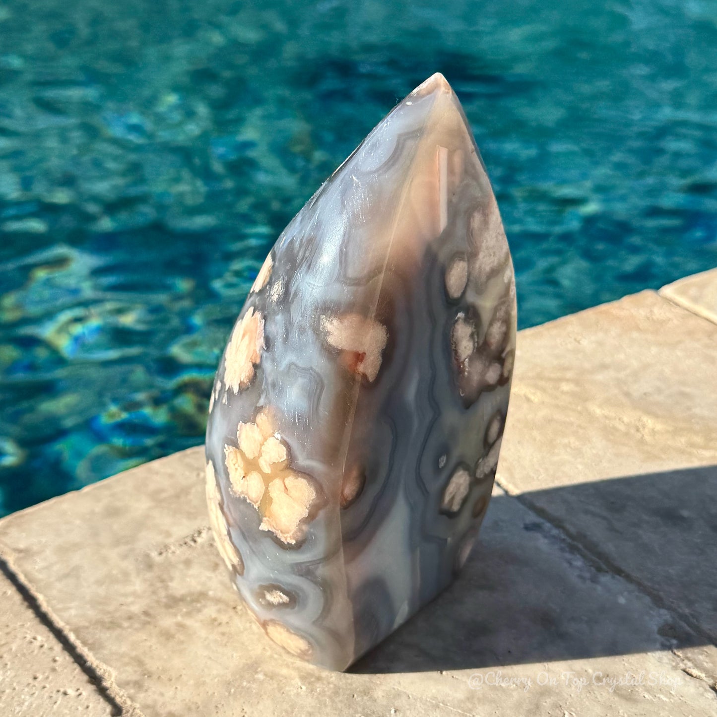 Blue Flower Agate Statement XL Flame