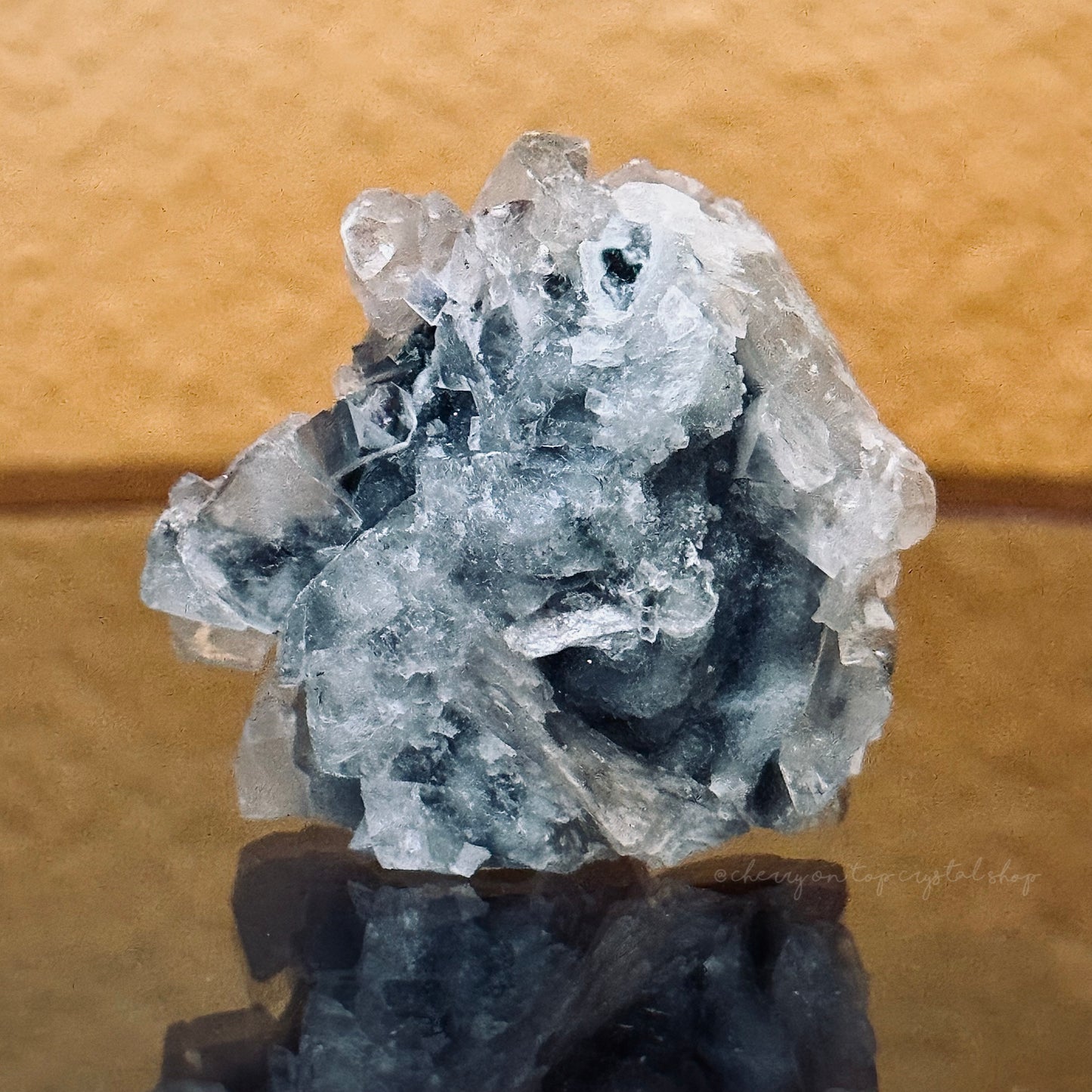 Matte Coated Apophyllite with Green Chalcedony Back Mini Cluster