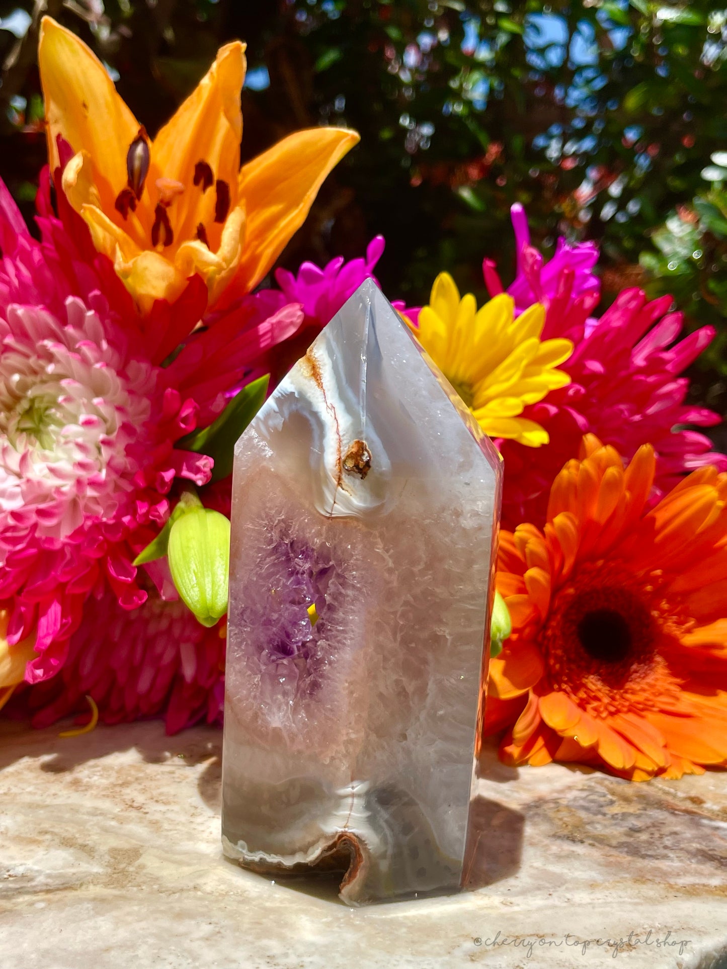Crystal Vision Agate x Amethyst Tower