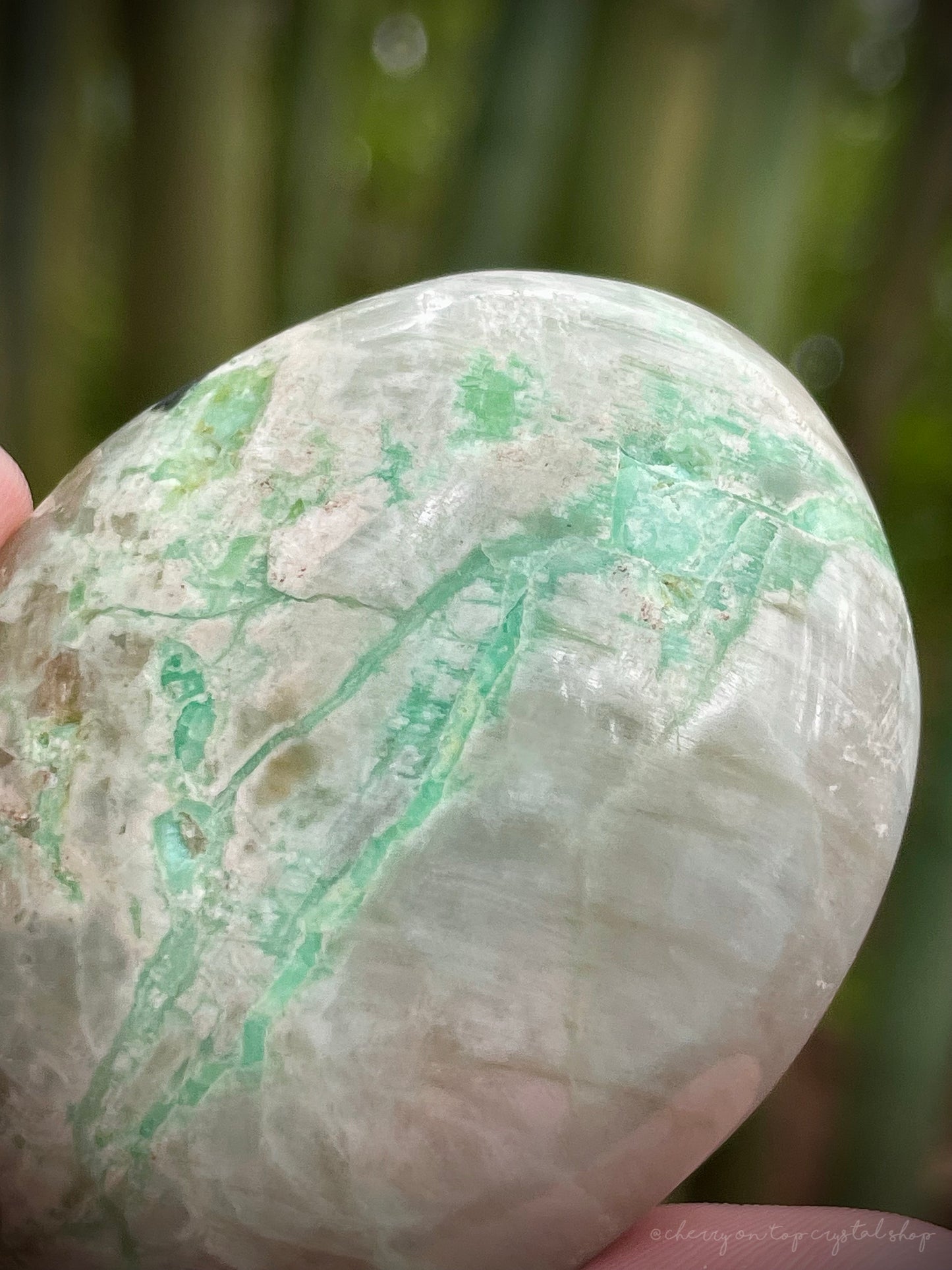 Mint Lightning - Green Garnierite Palm Stone Green Moonstone