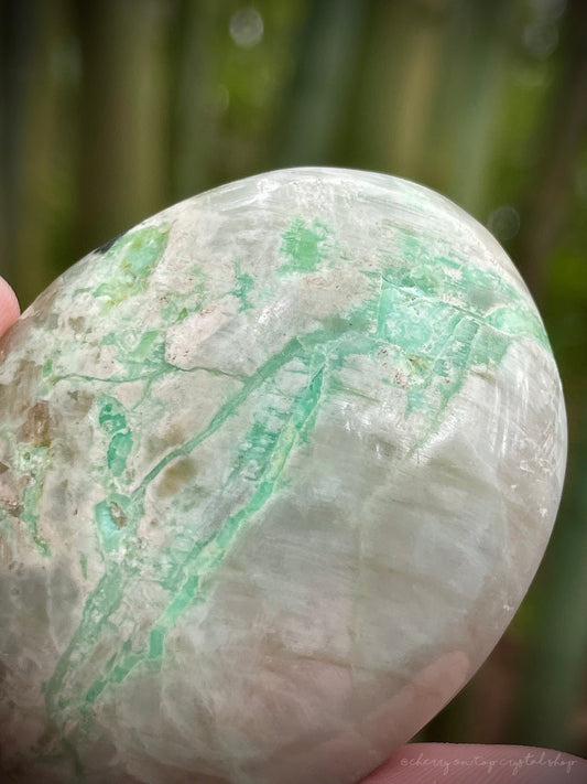 Mint Lightning - Green Garnierite Palm Stone Green Moonstone