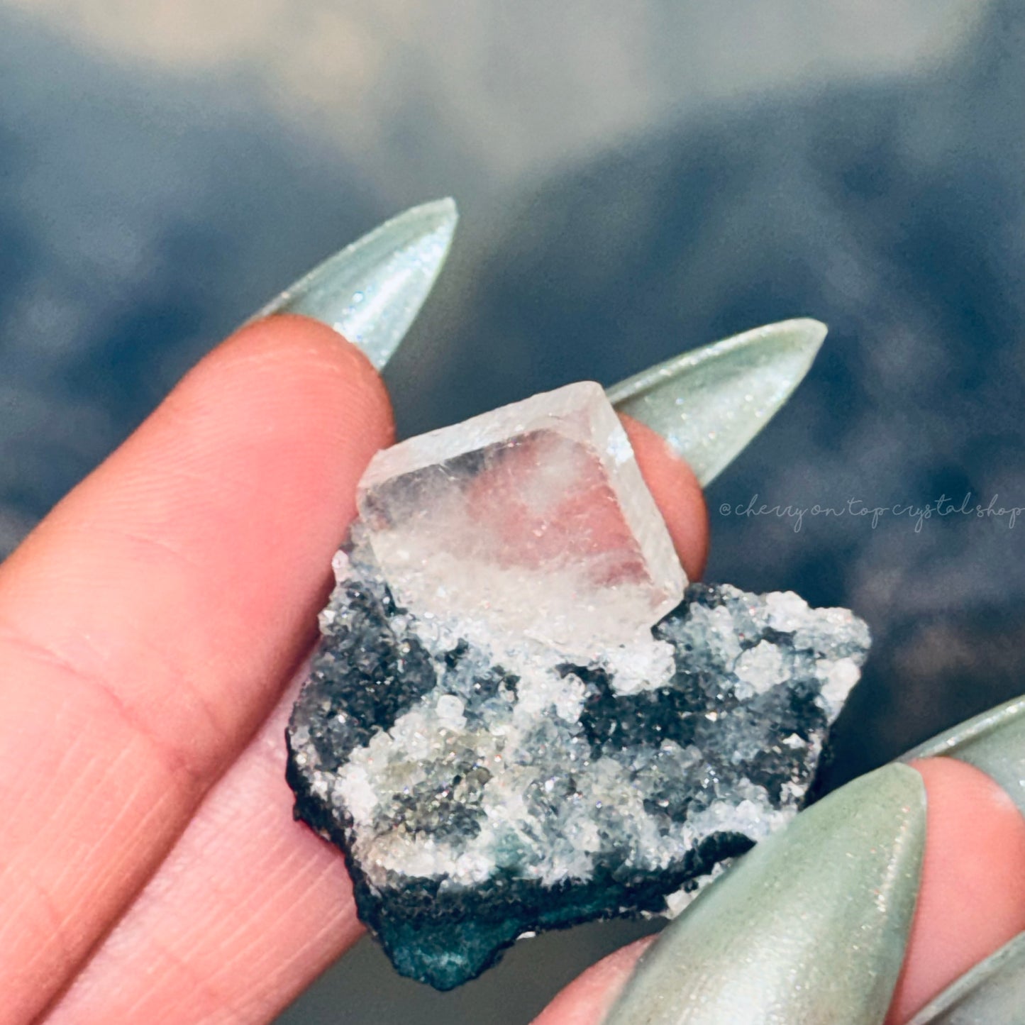 Apophyllite Ice Cube on druzy matrix ✨Collection Piece✨