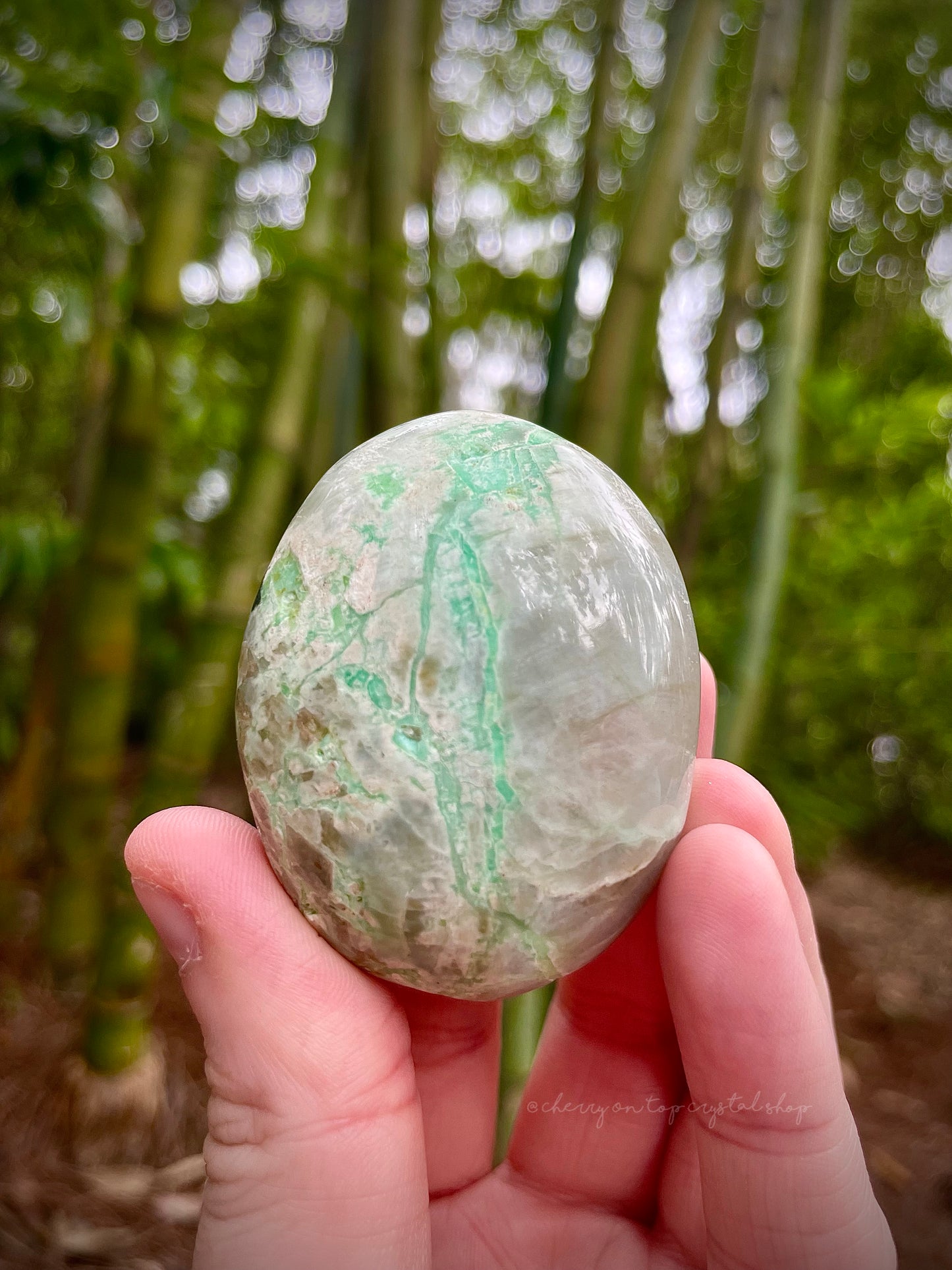 Mint Lightning - Green Garnierite Palm Stone Green Moonstone