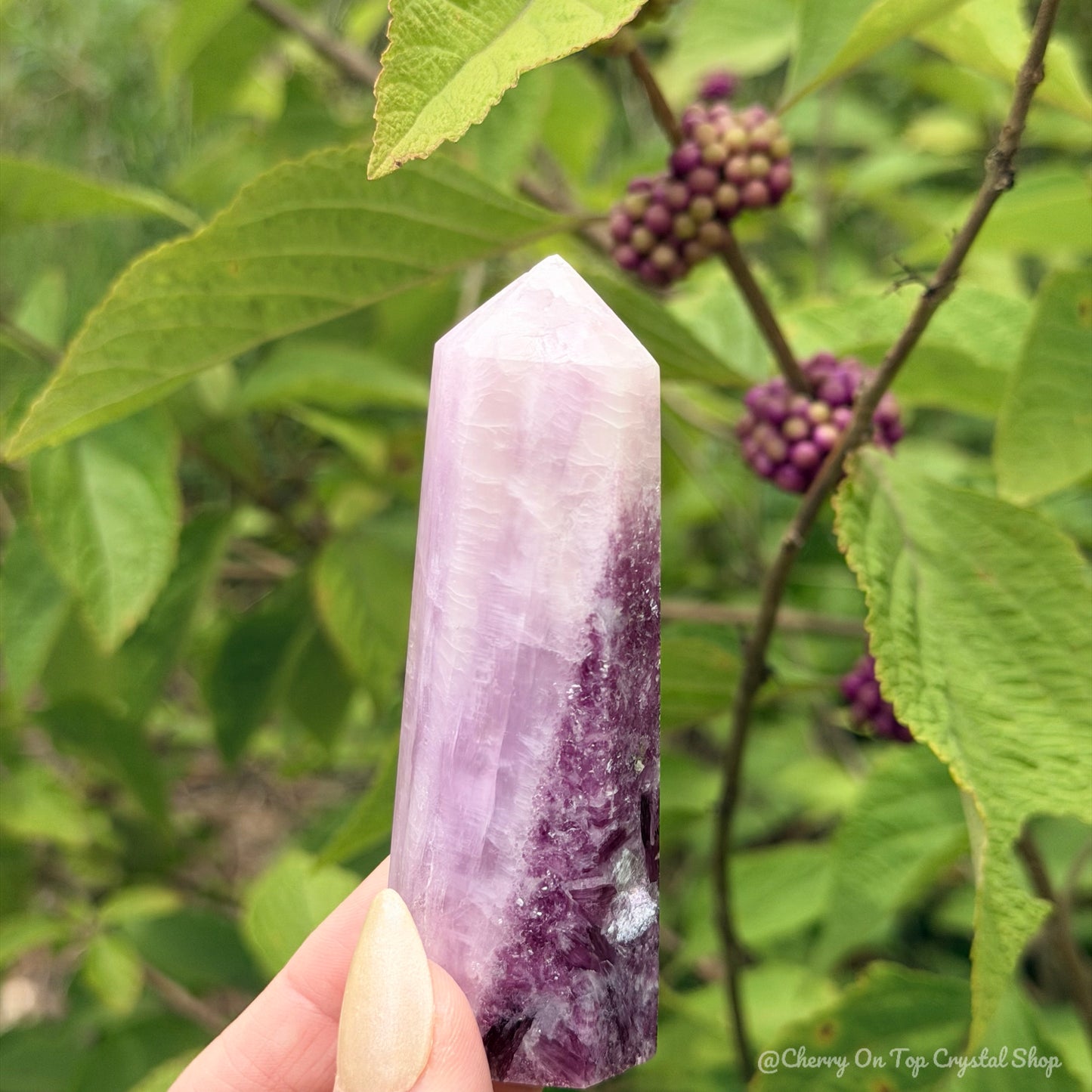 Beautyberry Split Kunzite x Lepidolite Tower