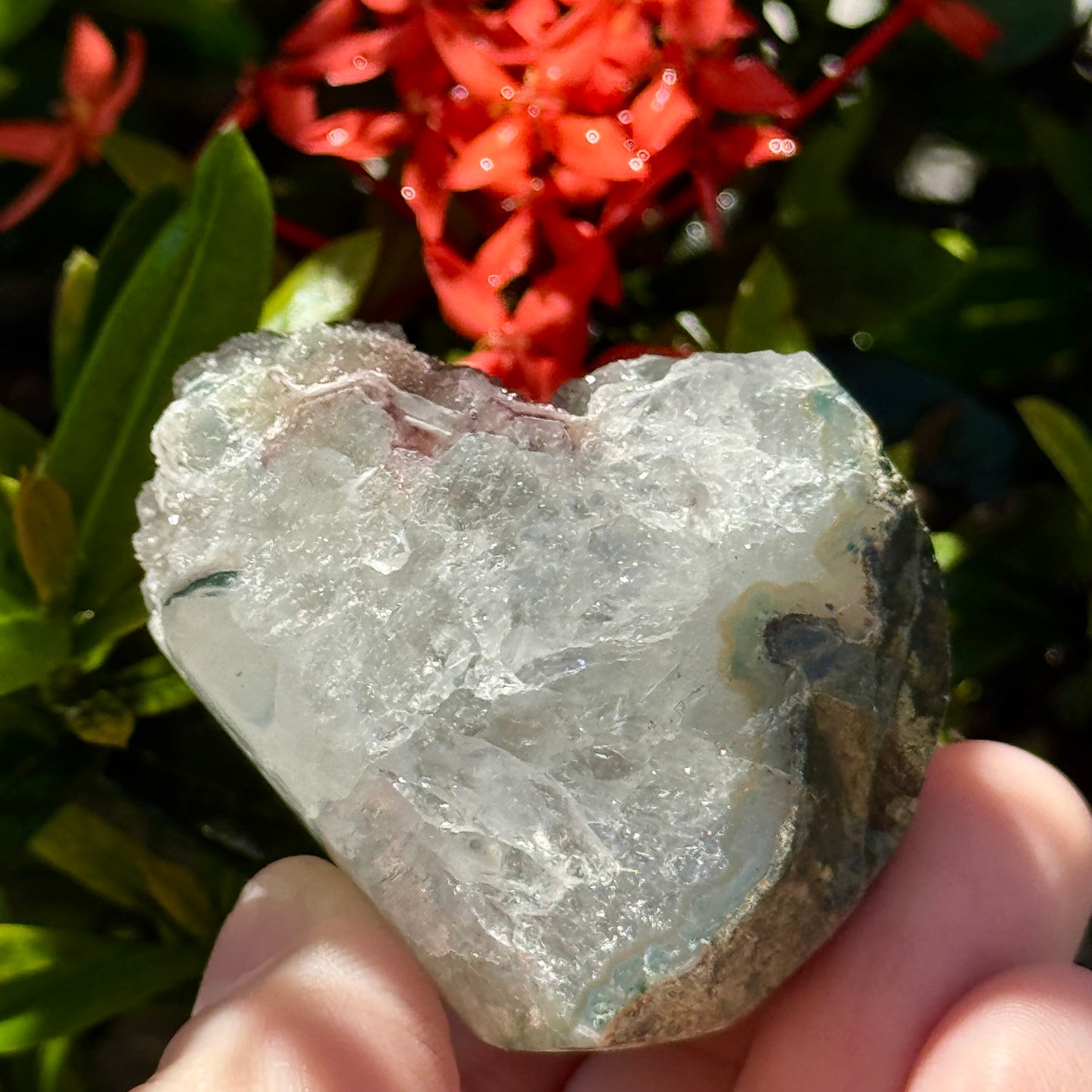 Mauve Red Minty Green Sugar Amethyst Quartz Cut Base